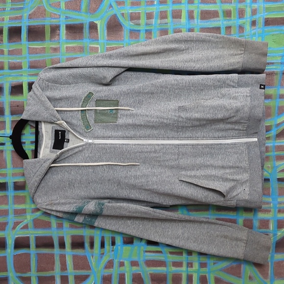 Hurley gray/green patch hoodie size medium - Picture 1 of 9